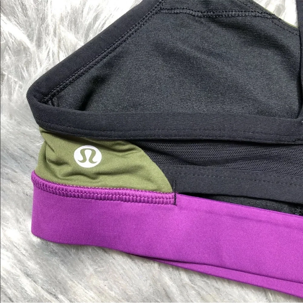 Lululemon Rise And Shine Sports Bra Size 4 Green Purple Black
